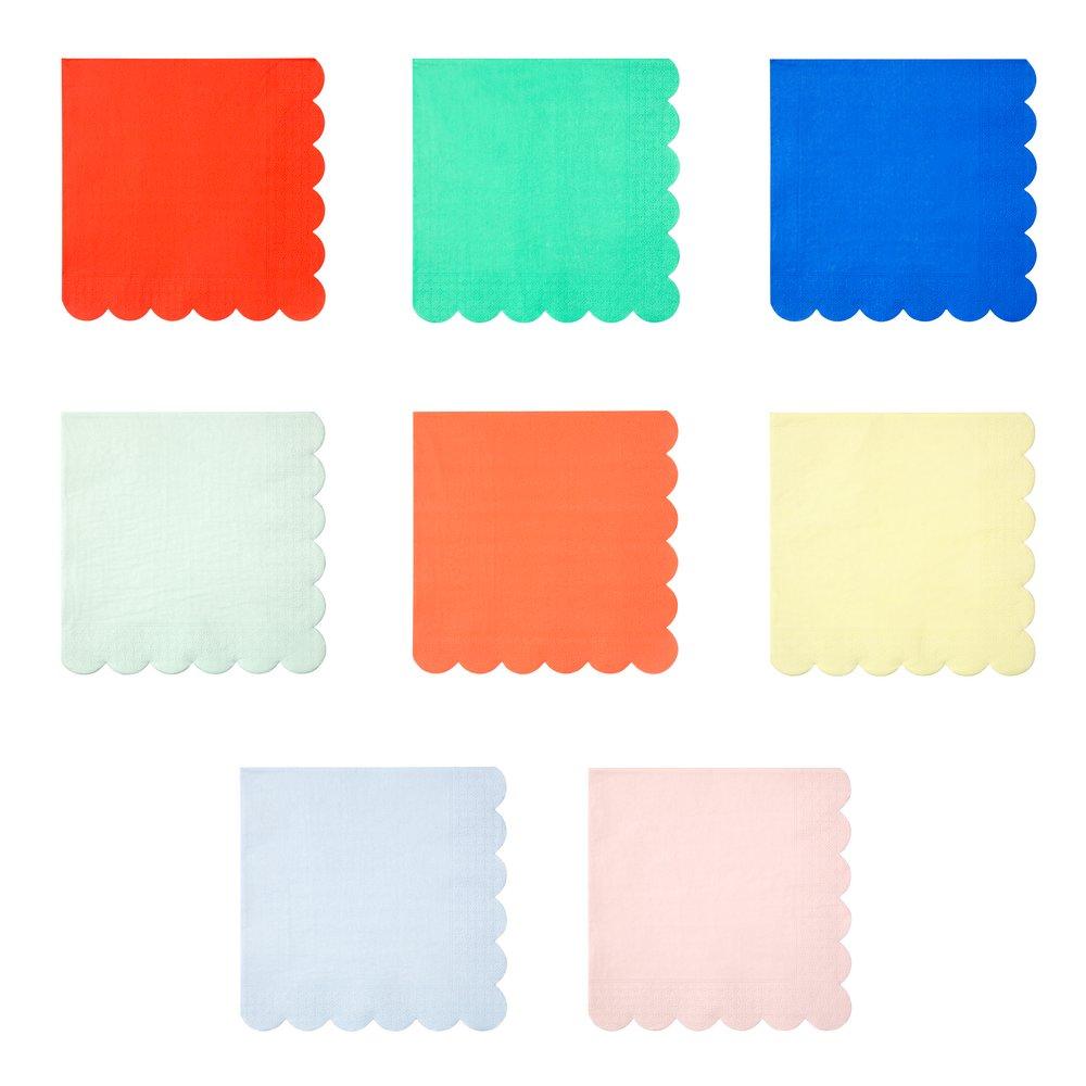 Scalloped Napkins Set of 20 | Multi Colored Napkins | Bashify Event Co