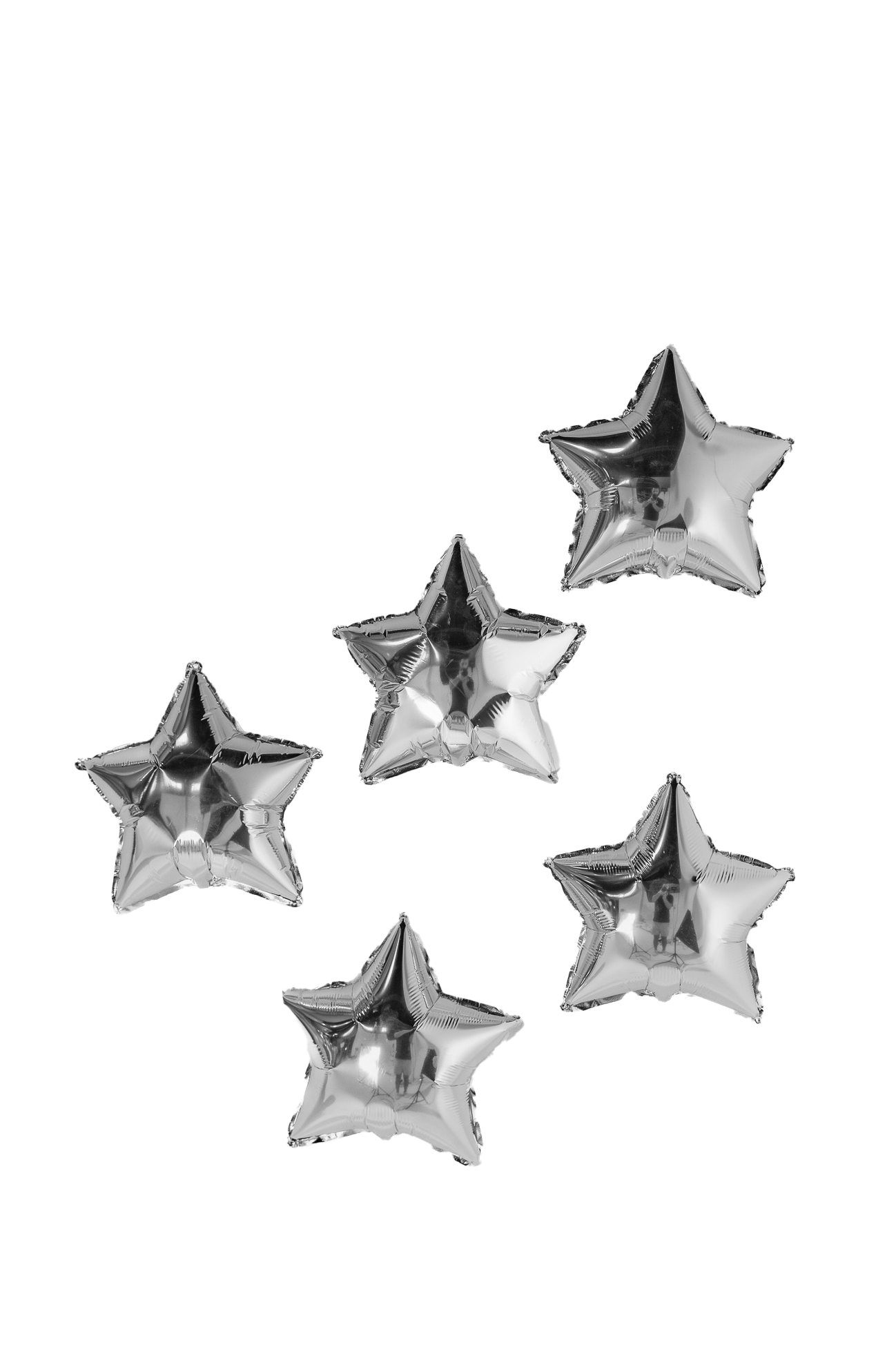 Silver Star Foil Balloons Pack of 5