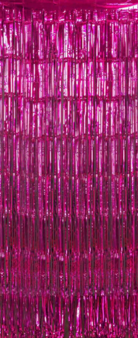 Fuchsia Foil Fringe Curtain